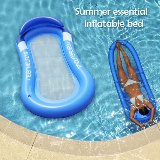 We inflate a floating beach lounger