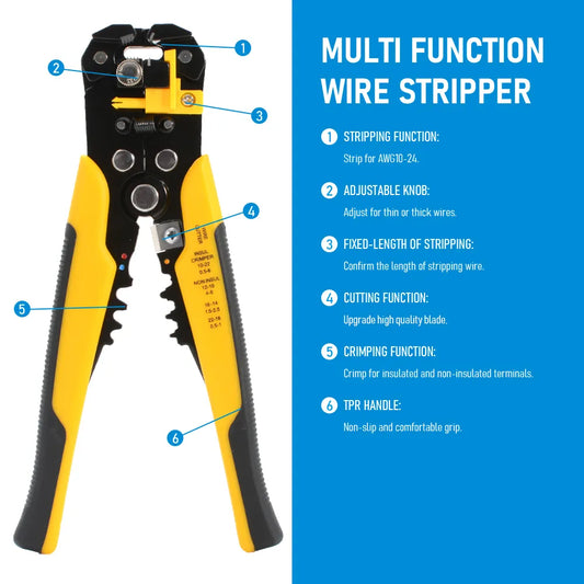 Crimper Cable Cutter Adjustable Automatic Wire Stripper Multifunctional Stripping Crimping Pliers Terminal Hand Tool - BBTOOLSMARKET